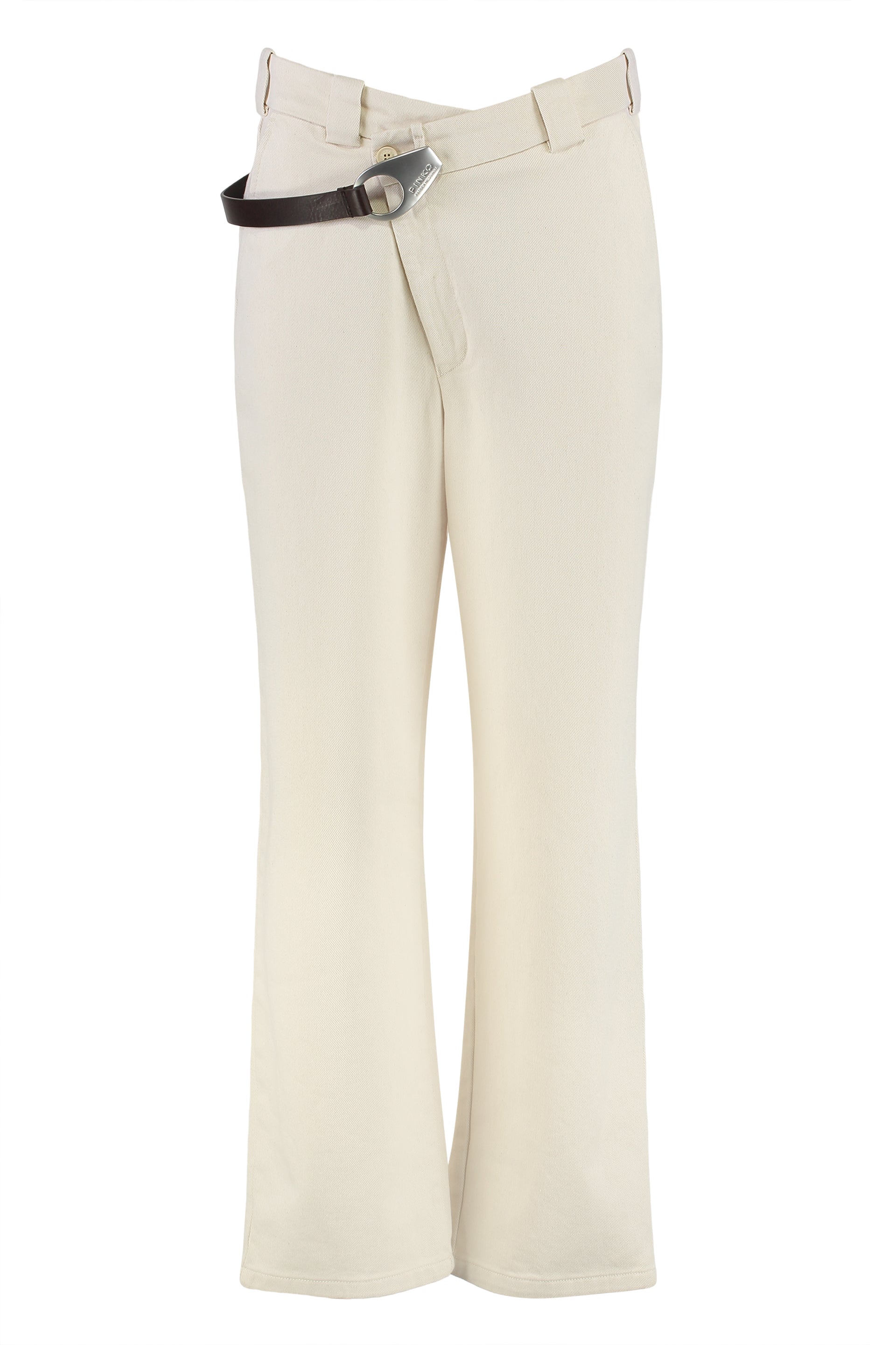 Paint Cotton Drill Trousers with Belt and Buckle