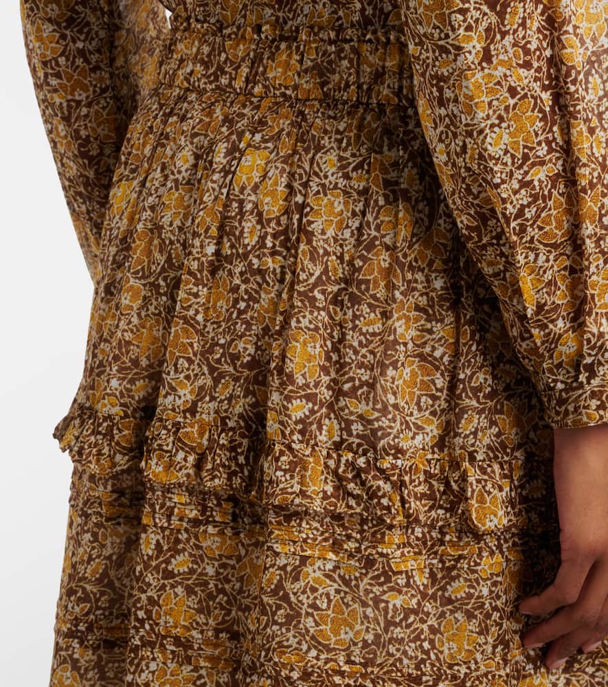 Volumia floral cotton tiered maxi skirt