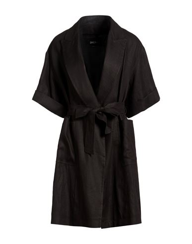 Woman Overcoat & Trench Coat Black Size 2 Linen