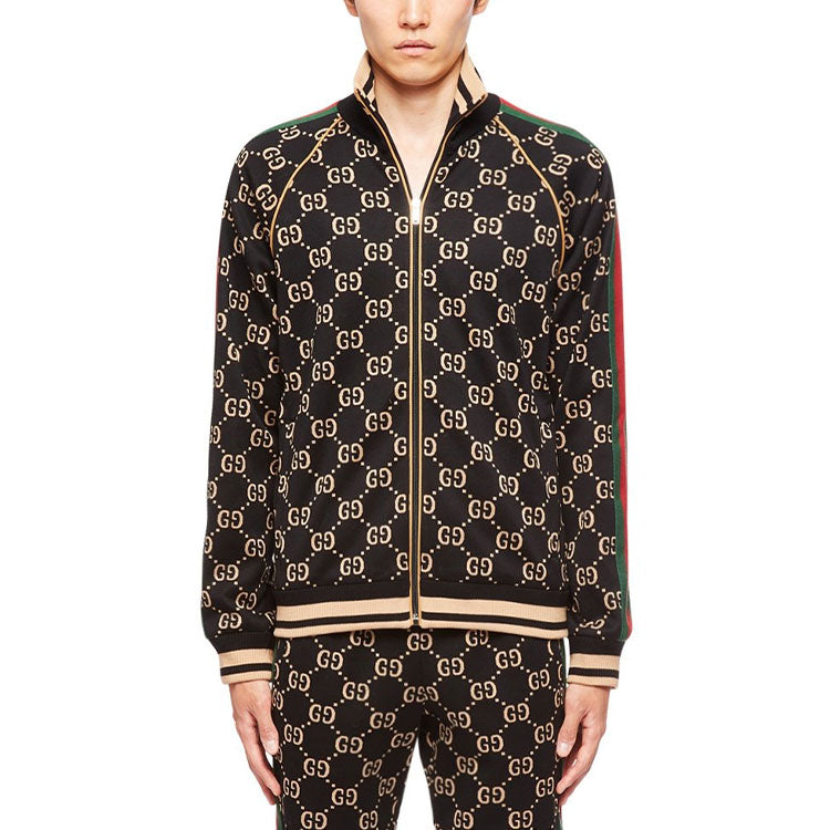 GG Gersey Cotton Jacket 'Black Camel Green Red'