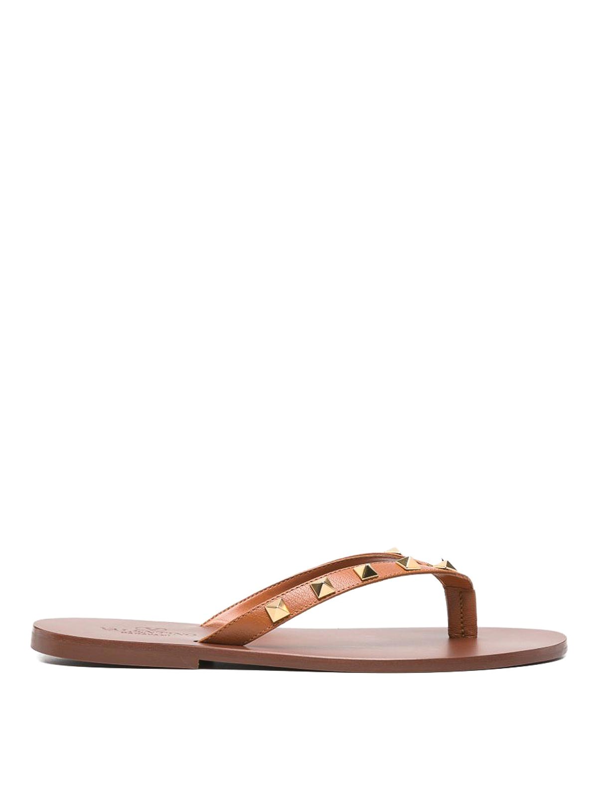 Rockstud Leather Thong Sandals