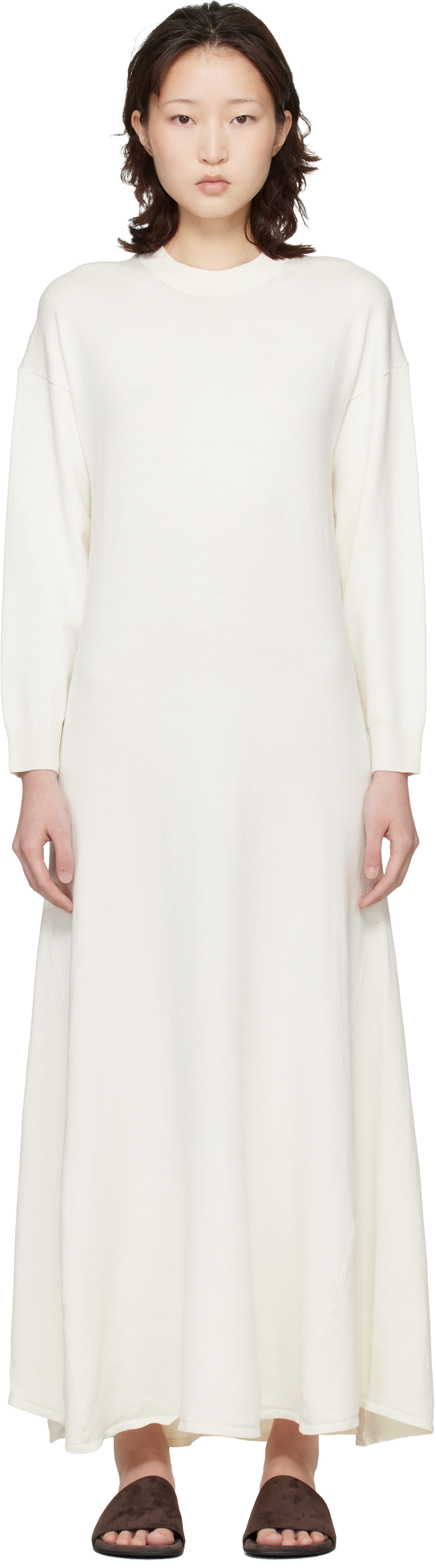 White Silk Linen Knit Maxi Dress