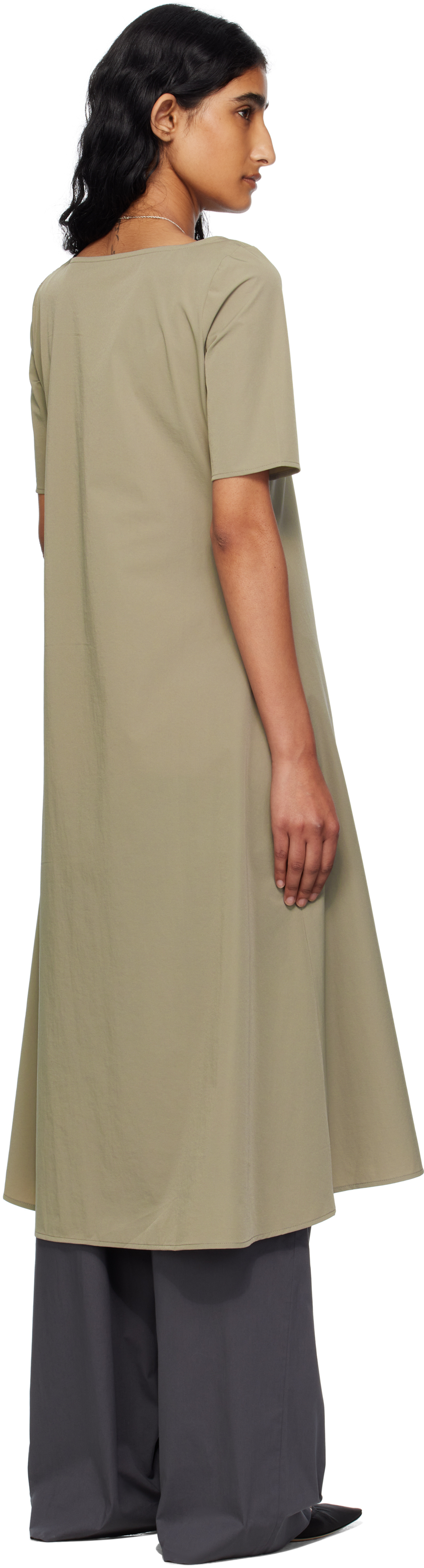 Gray Nylon Spandex Midi Dress