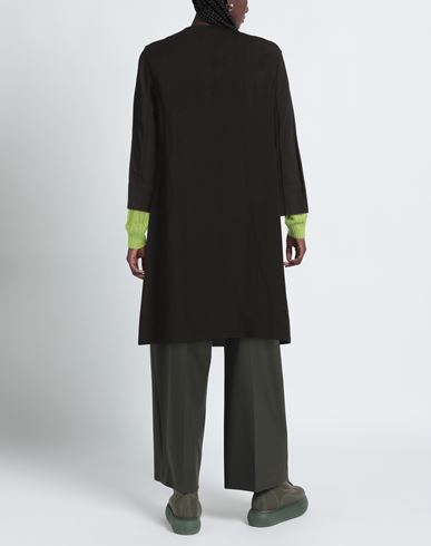 Woman Overcoat & Trench Coat Black Size 4 Viscose, Linen
