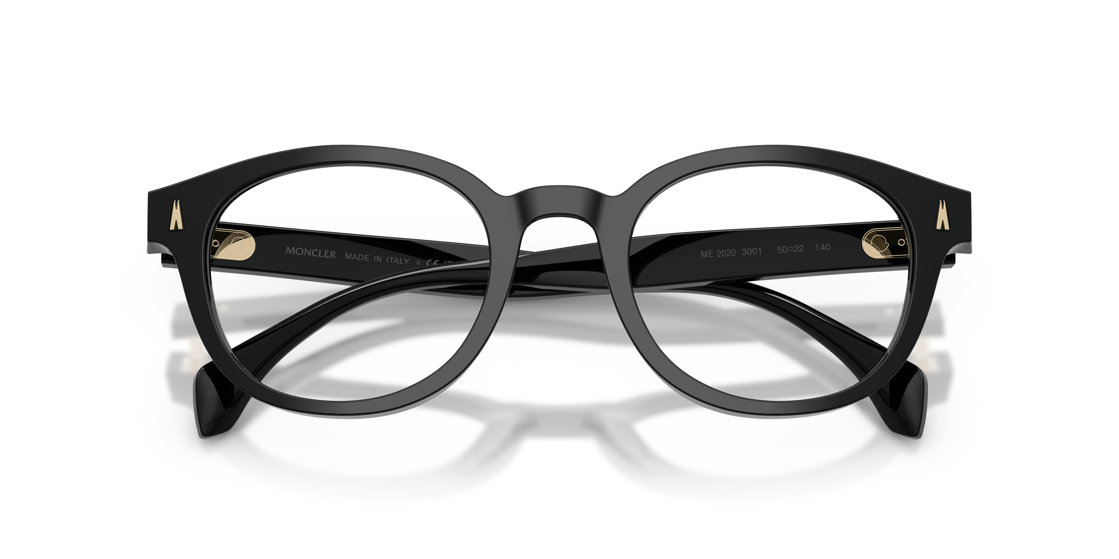 Moncler Unisex Moncler ME2020 3001 Monturas ópticas Acetato Negro Transparente Redonda Norma