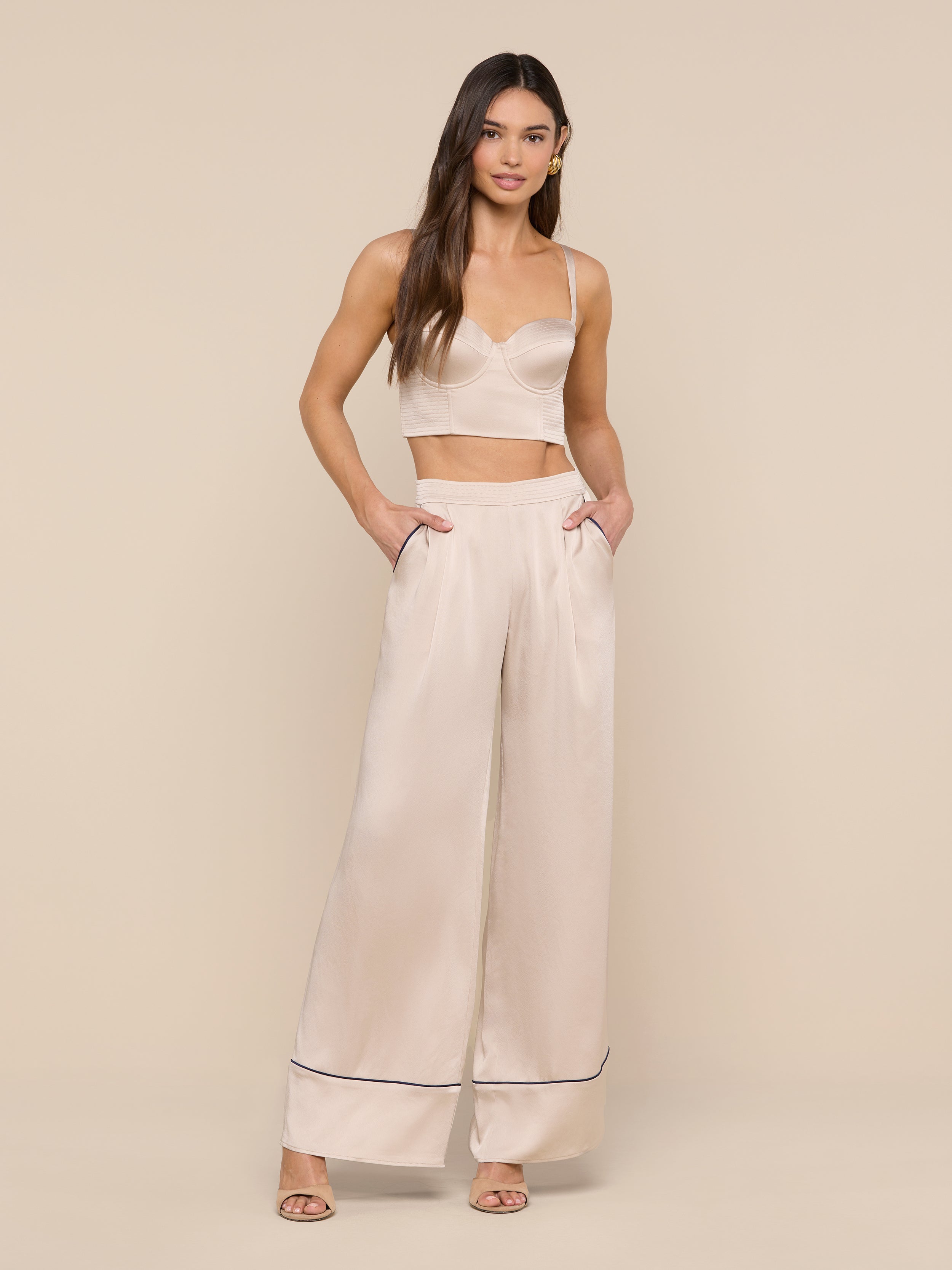 Tavia Trouser In Champagne/midnight