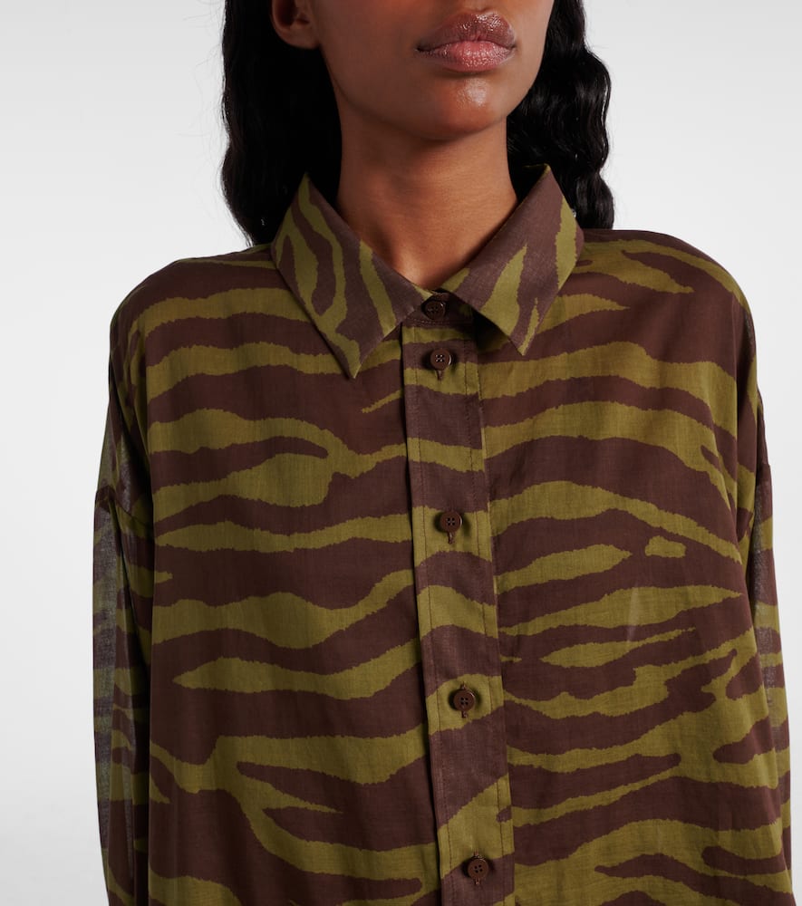 Zebra-print cotton muslin shirt
