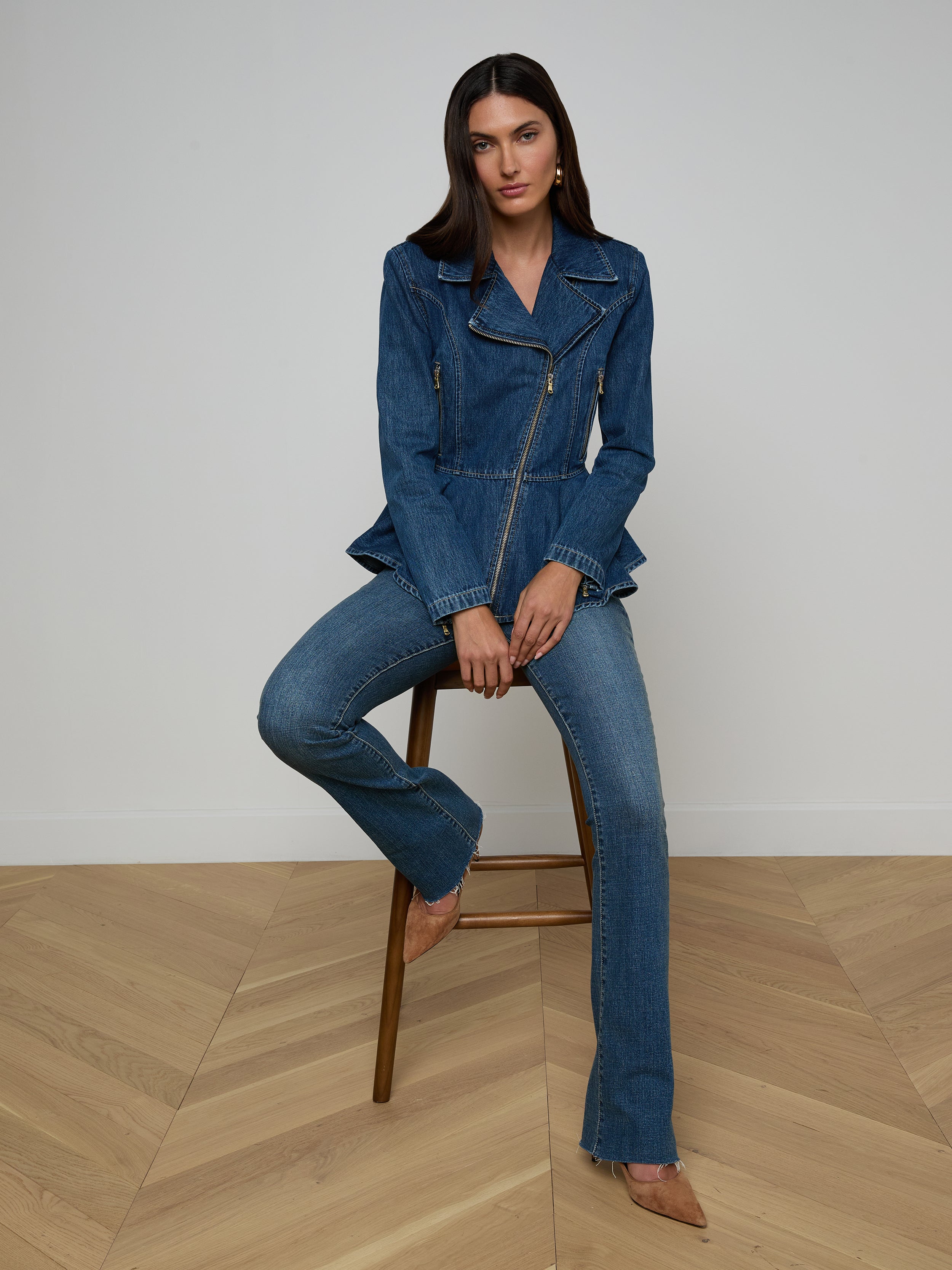 Moxie Peplum Biker Jacket In Norton