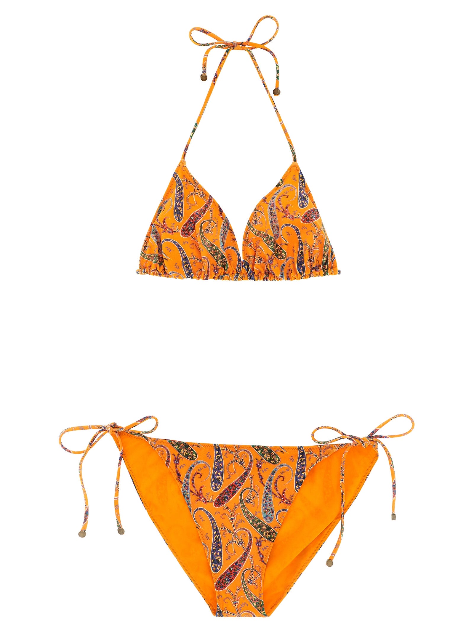 Paisley-Print Polyamide Bikini — Orange