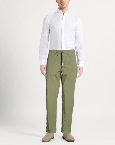Man Pants Military green Size 34 Cotton, Elastane