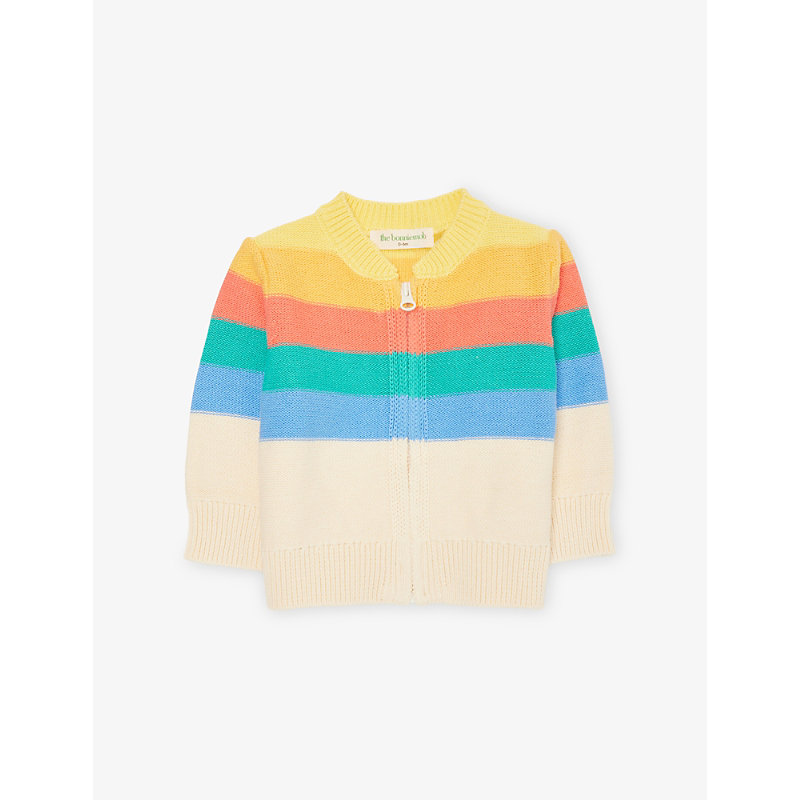 Kids' Barnacle Rainbow-Stripe Knitted Cotton Cardigan