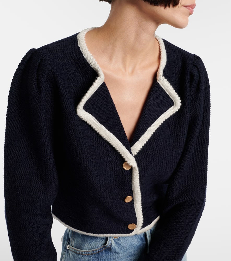 Corded Cardi knitted wool and cotton top
