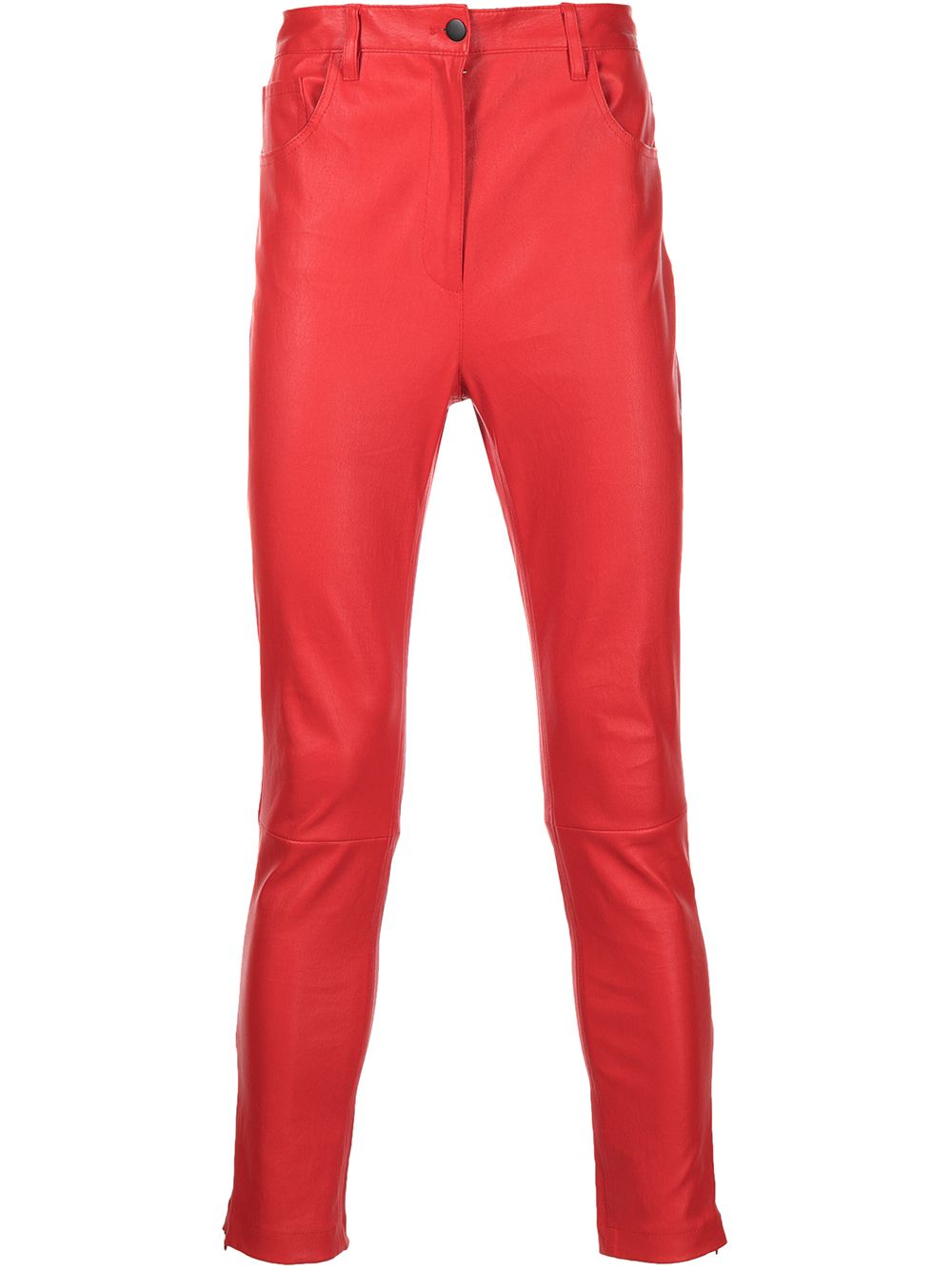 Slim-fit leather trousers - Red