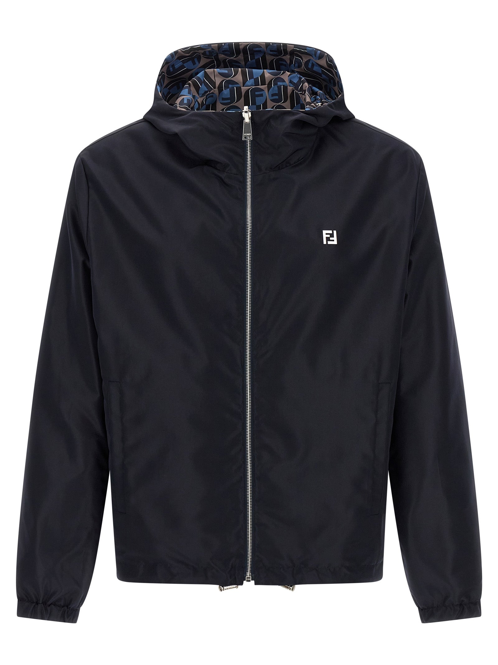 Reversible Polyester Windbreaker Jacket — Black