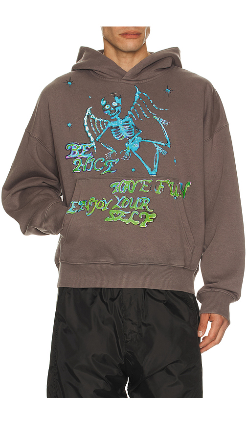 Jungles Enjoy Yourself Hoodie in Grey. L. Also in M, S, XL/1X