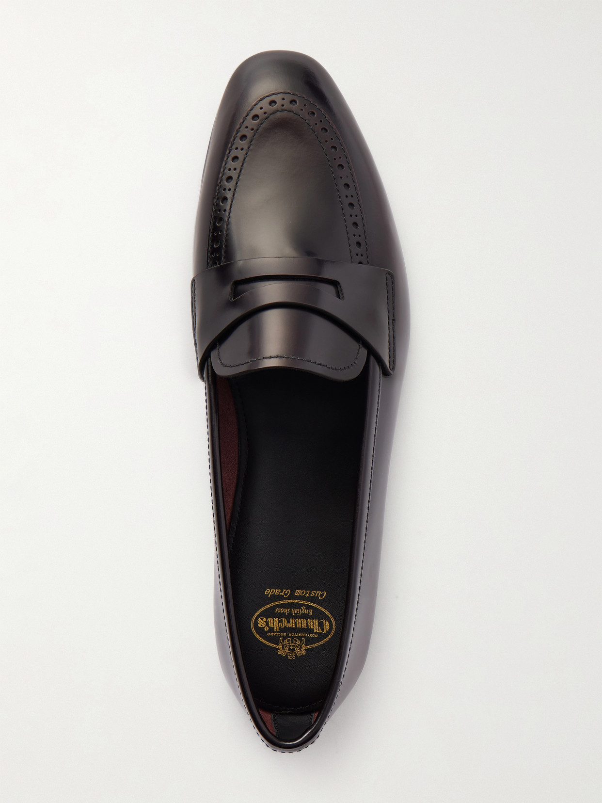 Onyx Perforated Leather Loafers - Black