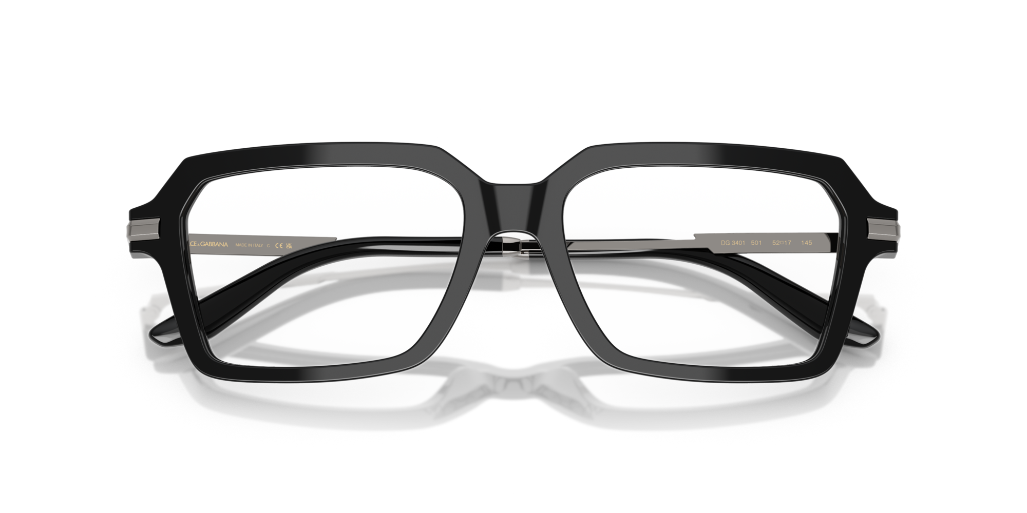 Dolce & Gabbana Man Dolce & Gabbana DG3401 501 Optical frames Acetate Black Transparent Squared Norma
