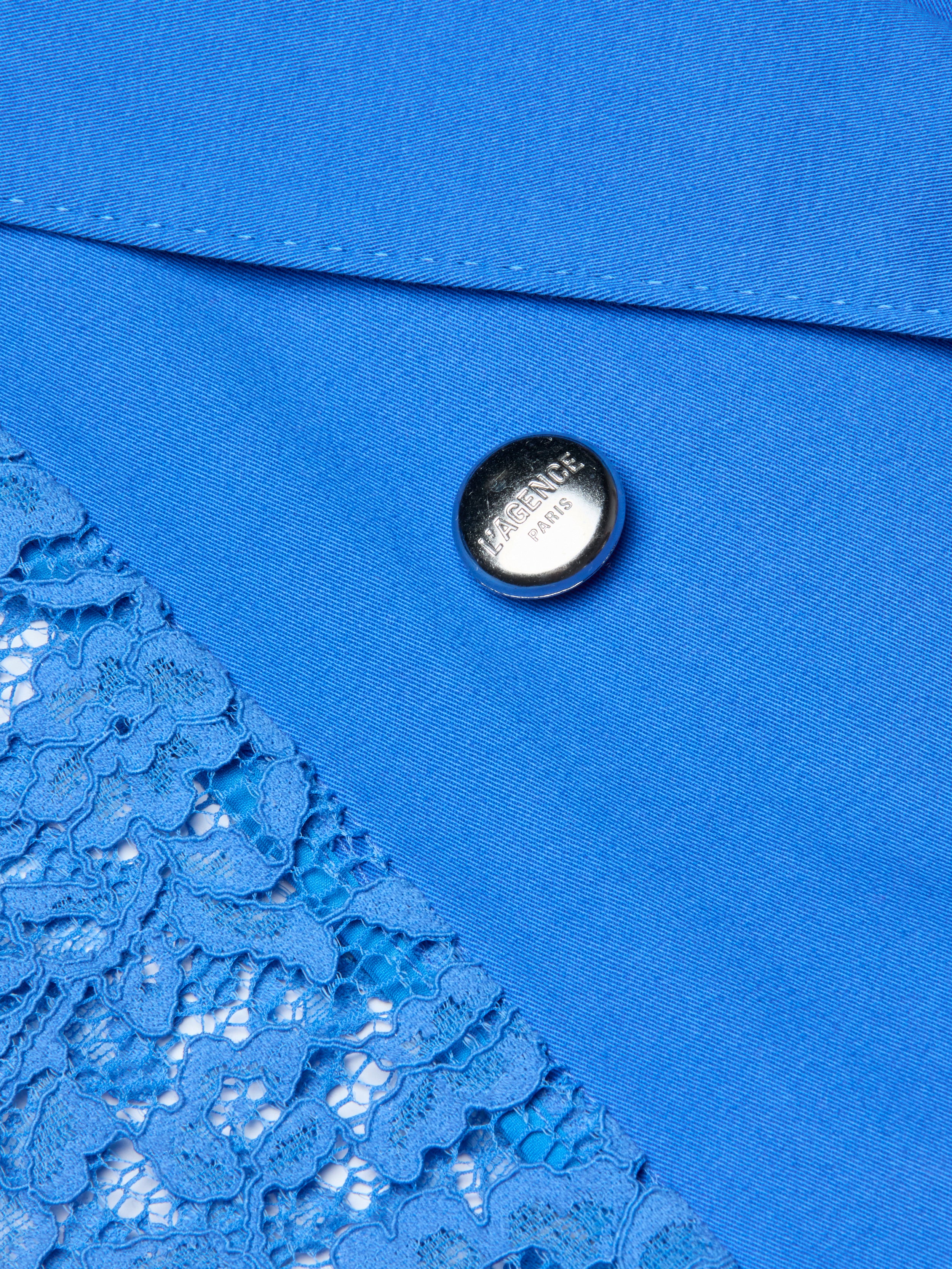 Amata Lace Trench Coat In Regatta Blue