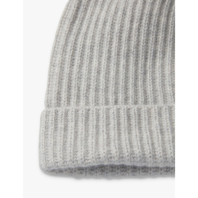 Womens Palegrmrl Ribbed Knitted Cashmere Beanie Hat 