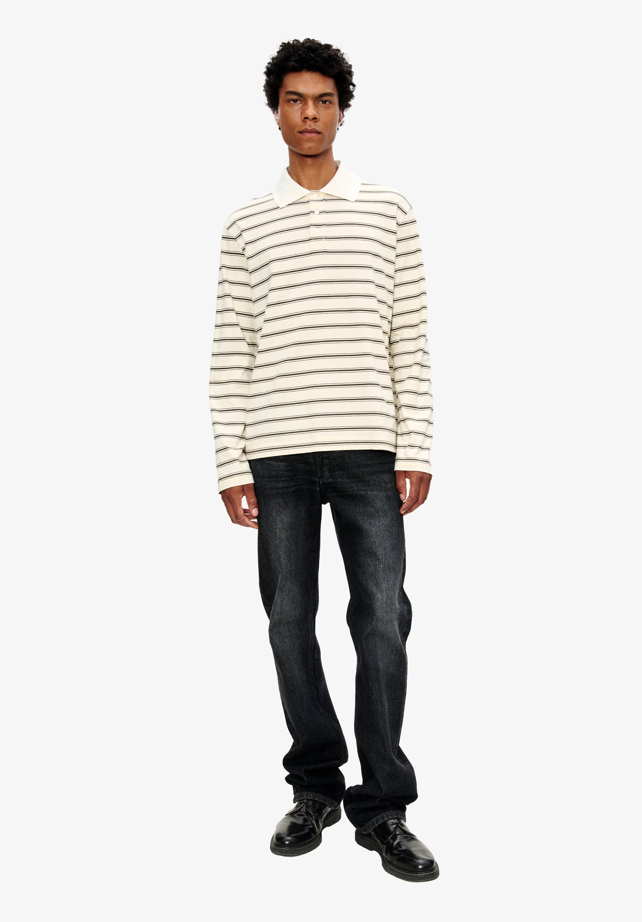 A. P.C. Long-sleeve striped polo shirt S AAD - Ecru