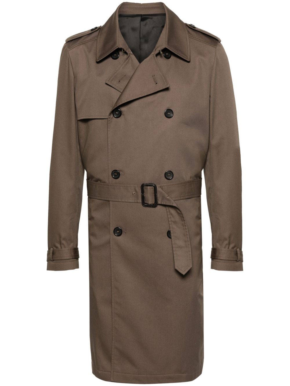 Twill double-breasted trench coat - Brown
