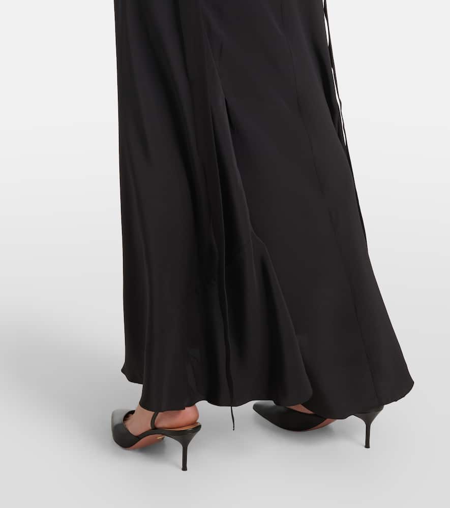Lace-trimmed silk midi dress