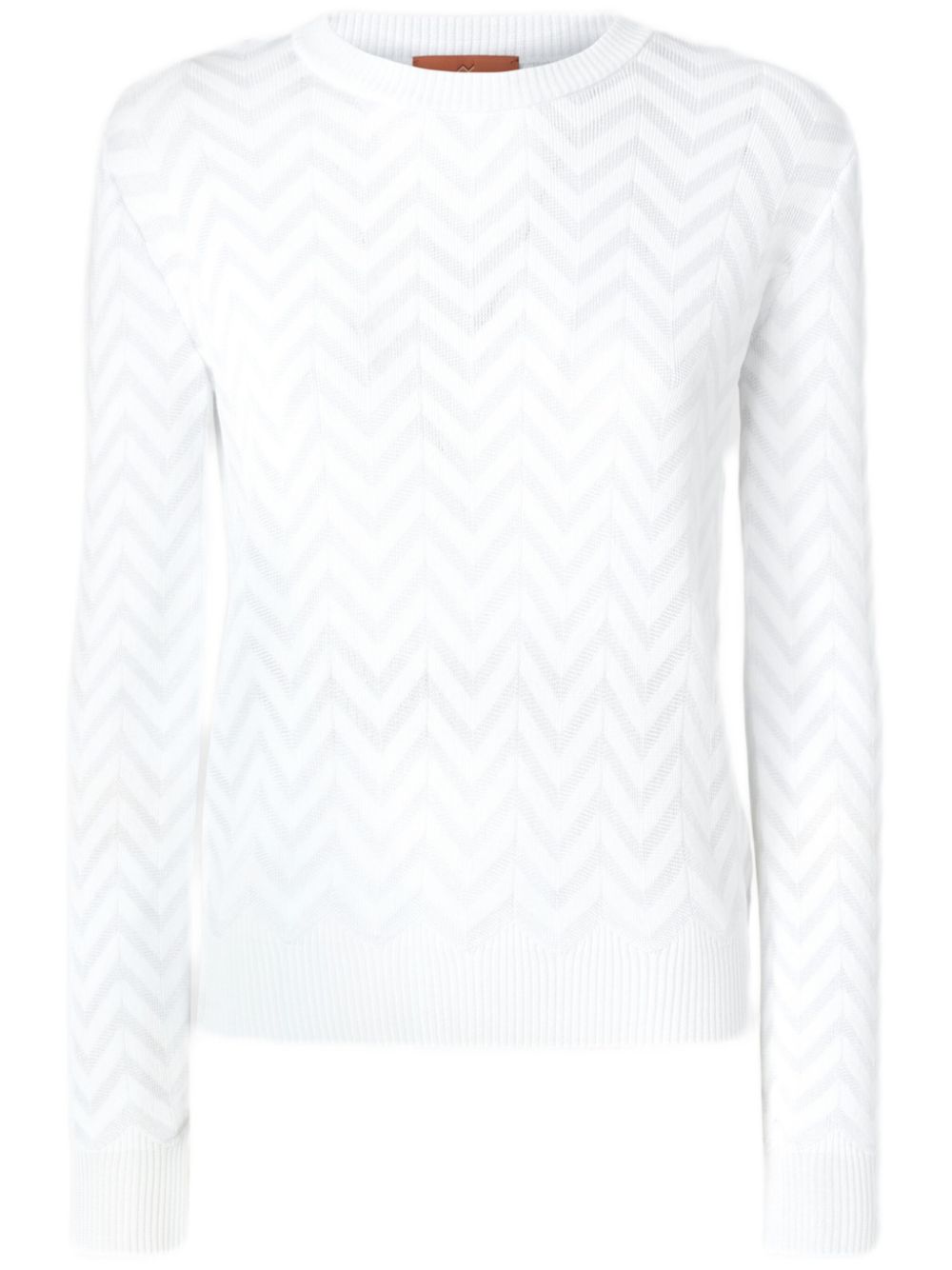 Chevron-knit crew-neck sweater - White