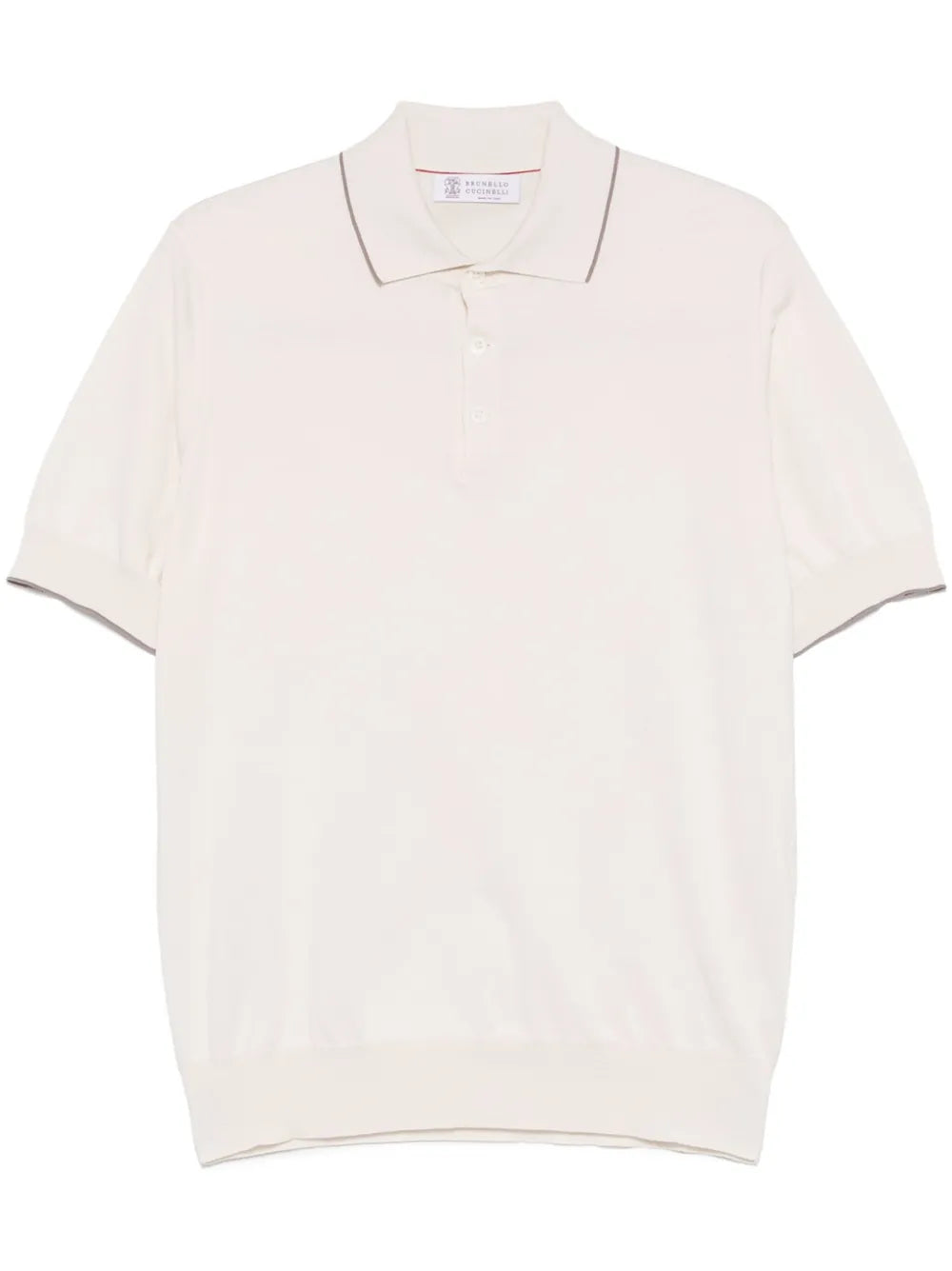 Contrasting-Trim Cotton Polo Shirt — beige