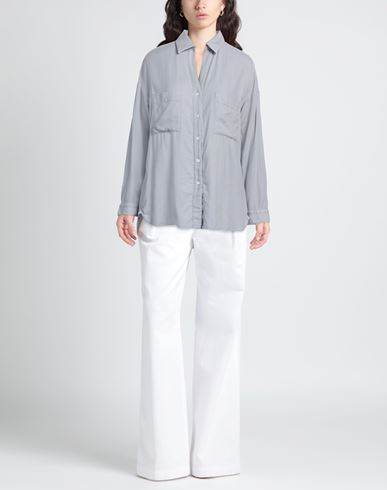 Finamore 1925 Woman Shirt Light grey Size 8 Cotton, Cashmere