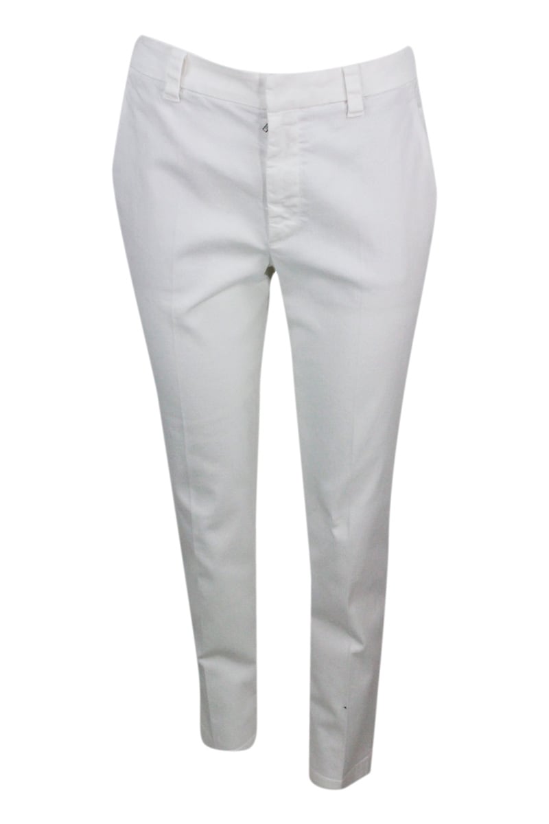 Garment-dyed Stretch Cotton Drill Cigarette Trousers