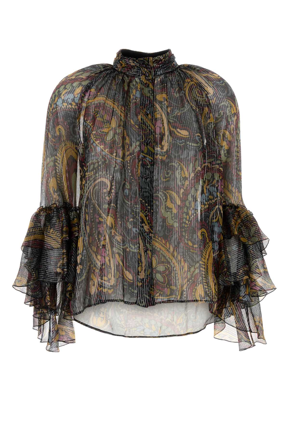 Printed Silk-Blend Shirt — Gray