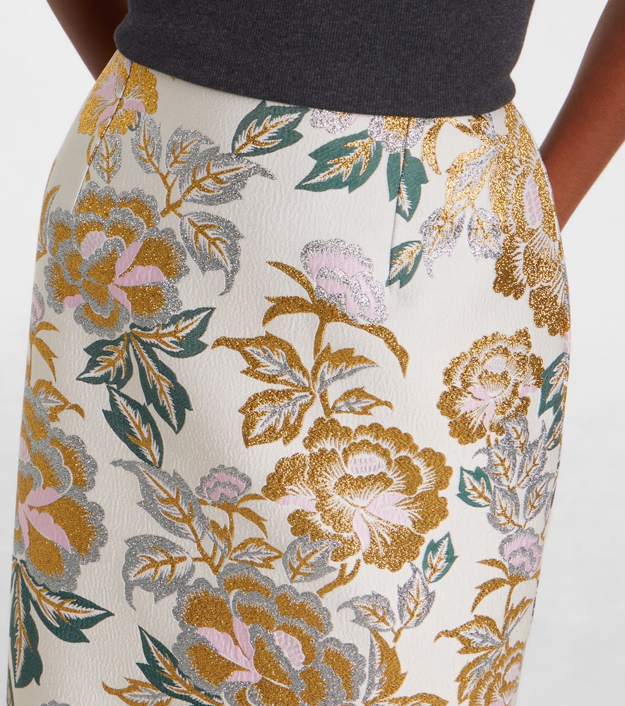 Floral jacquard midi skirt