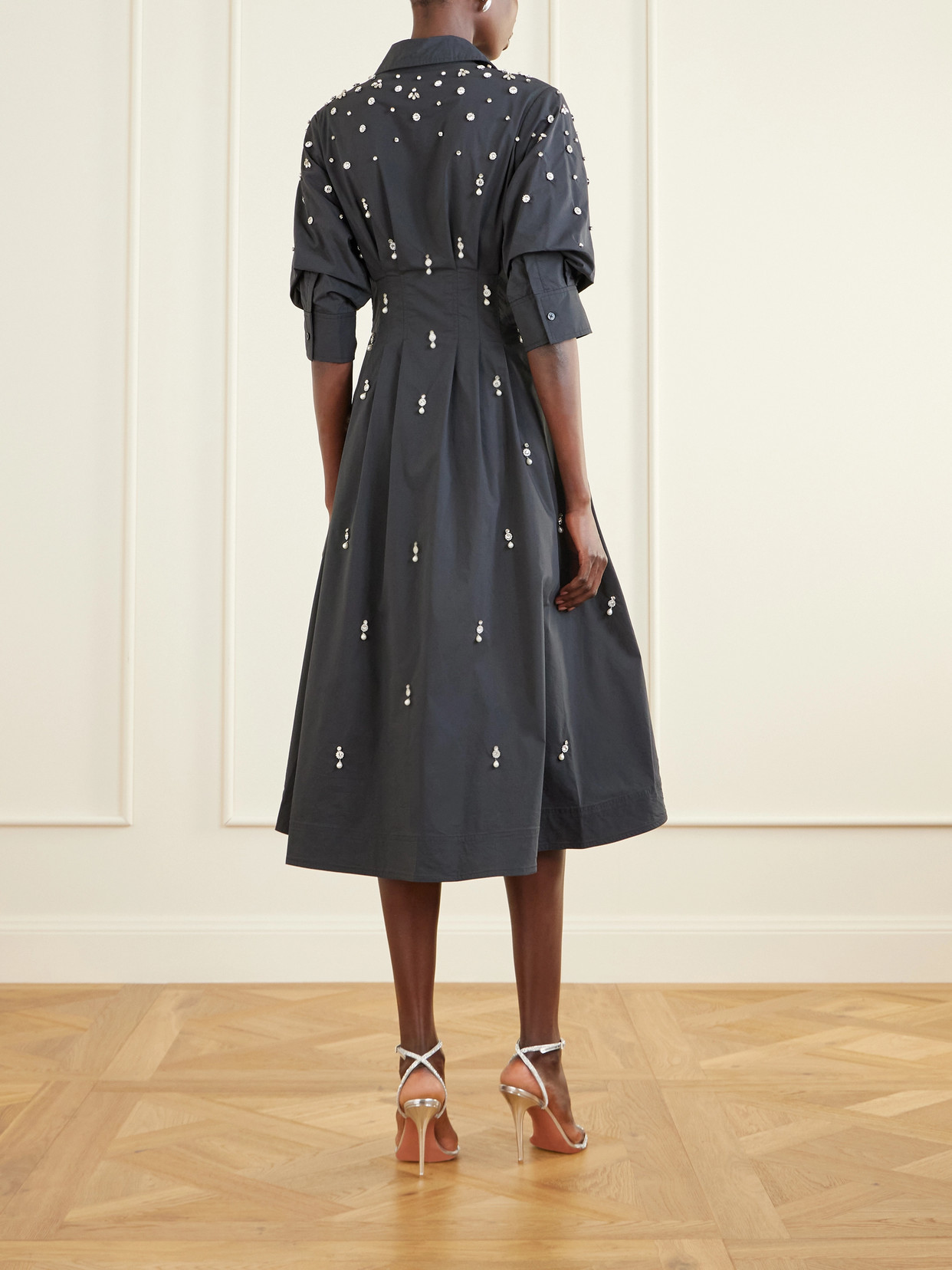 Jazz Embellished Cotton-blend Poplin Shirt Dress - Black