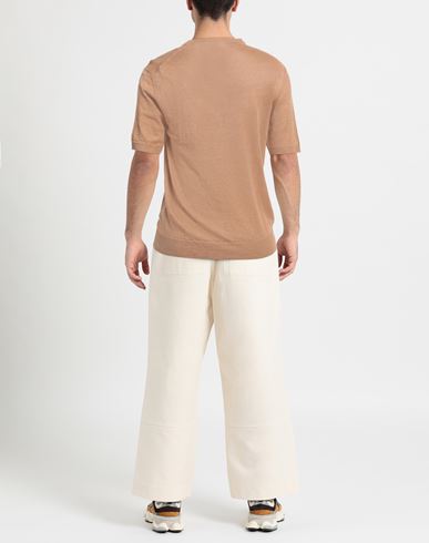 Man Sweater Camel Size 42 Linen