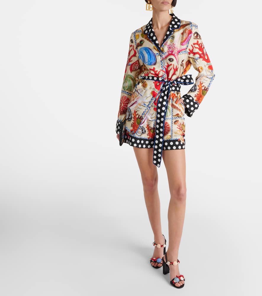 Capri printed silk satin shorts