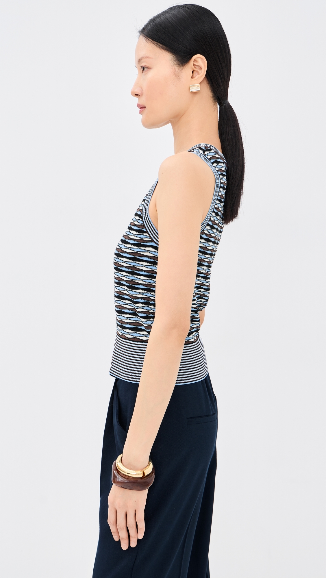 Cropped Jerrel Knit Tank Blue Jay Multi