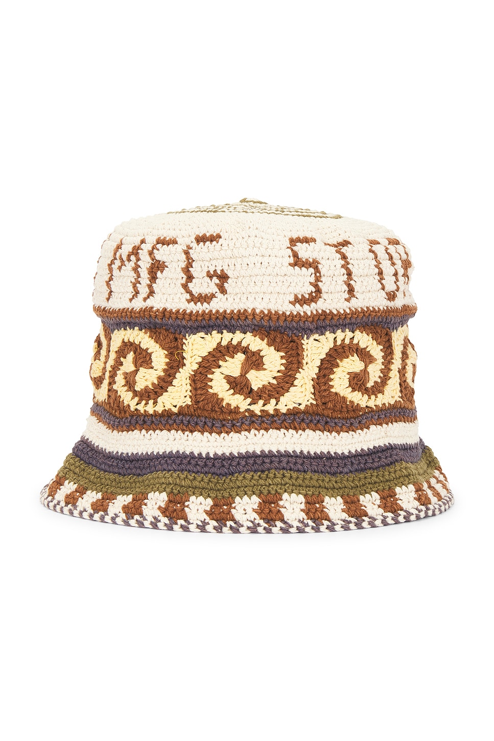 Story mfg. Hand Crochet Brew Hat in Olive Spiral - Brown. a