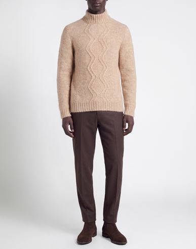 Man Turtleneck Beige Size L Alpaca wool, Polyester