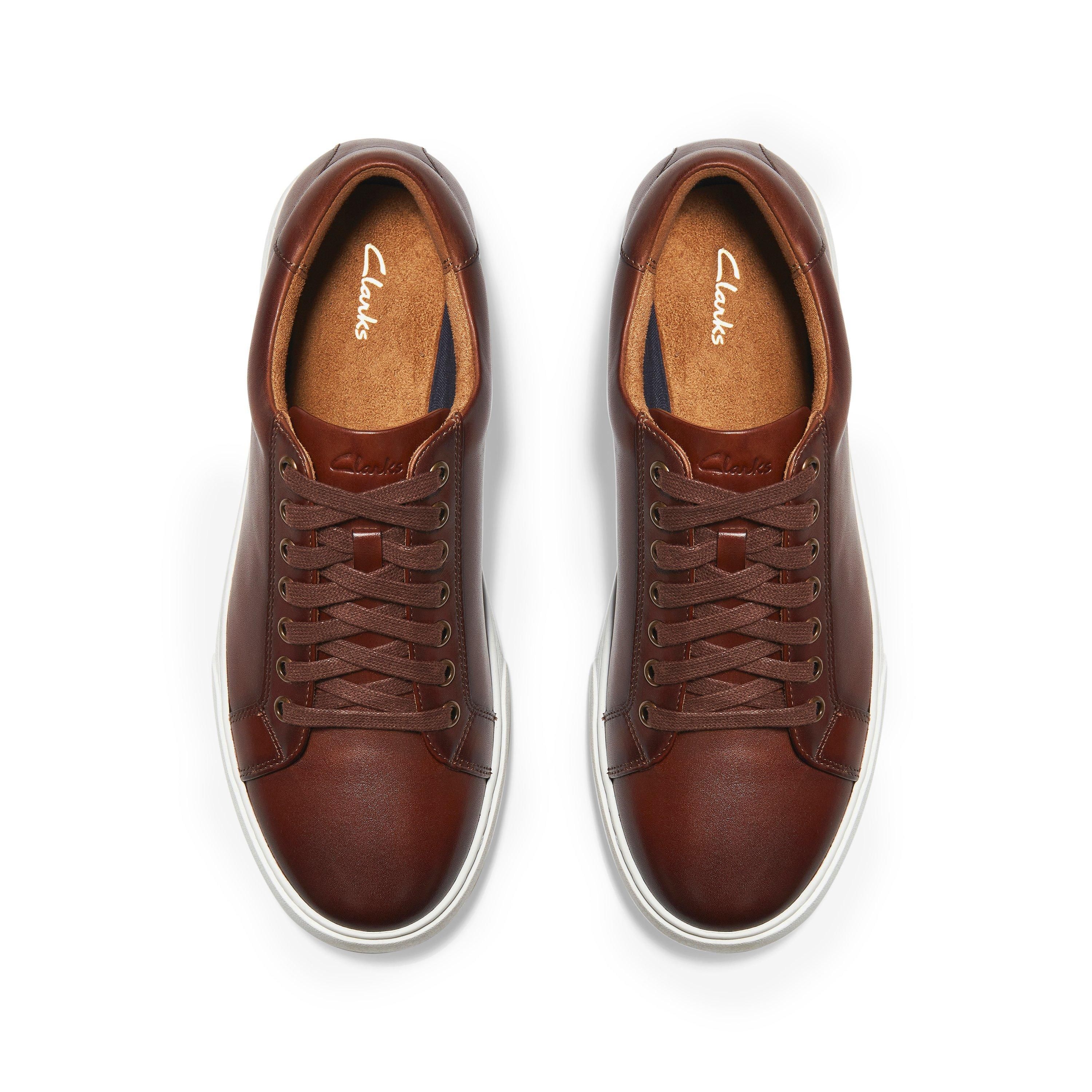 Clarks Lockton Lace Tan Leather Trainers In Brown