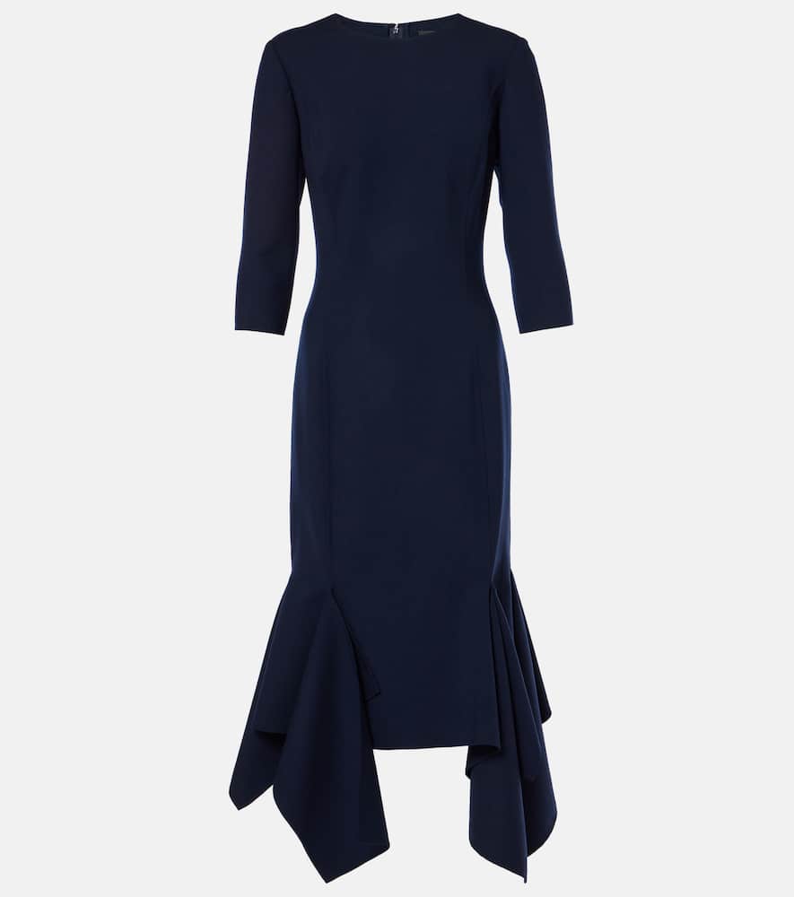 Pleated wool-blend midi dress