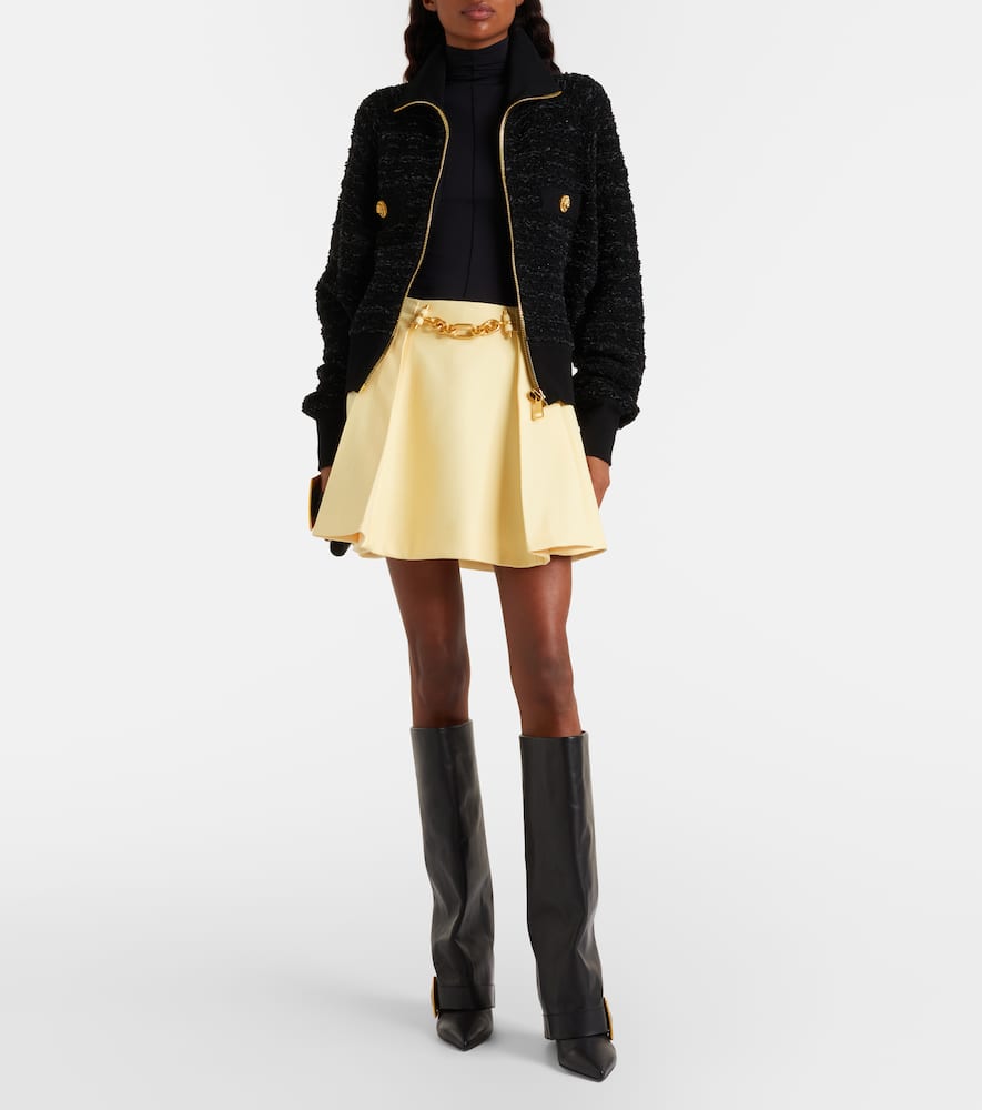 Chain-detail pleated miniskirt