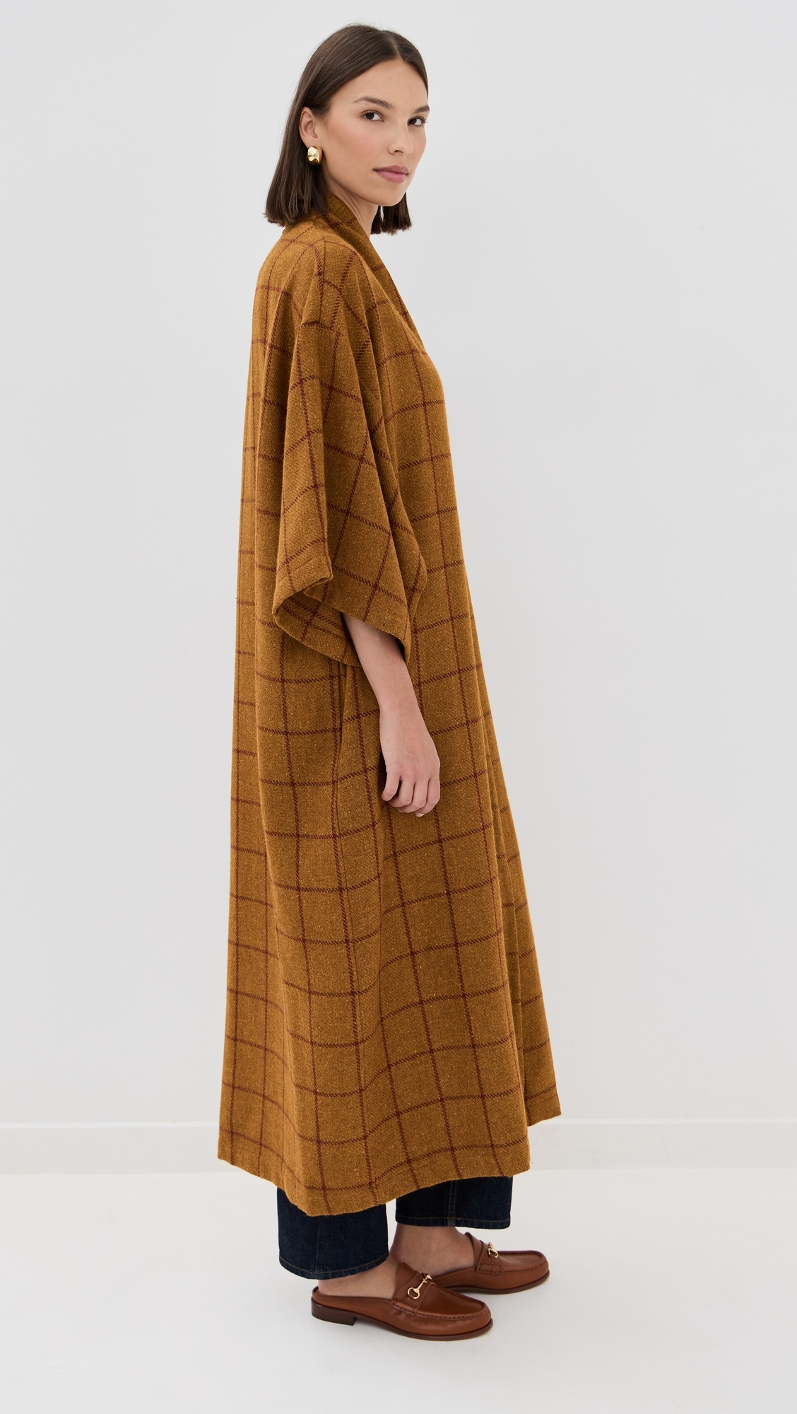 Camel Plaid Maxi Duster Camel One Size