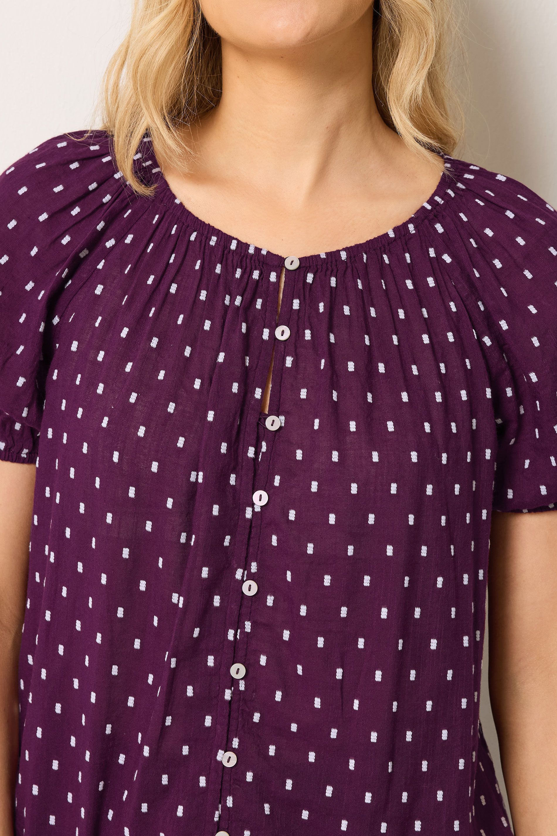 Long Tall Sally Women's Tall Polka Dot Dobby Top in Purple