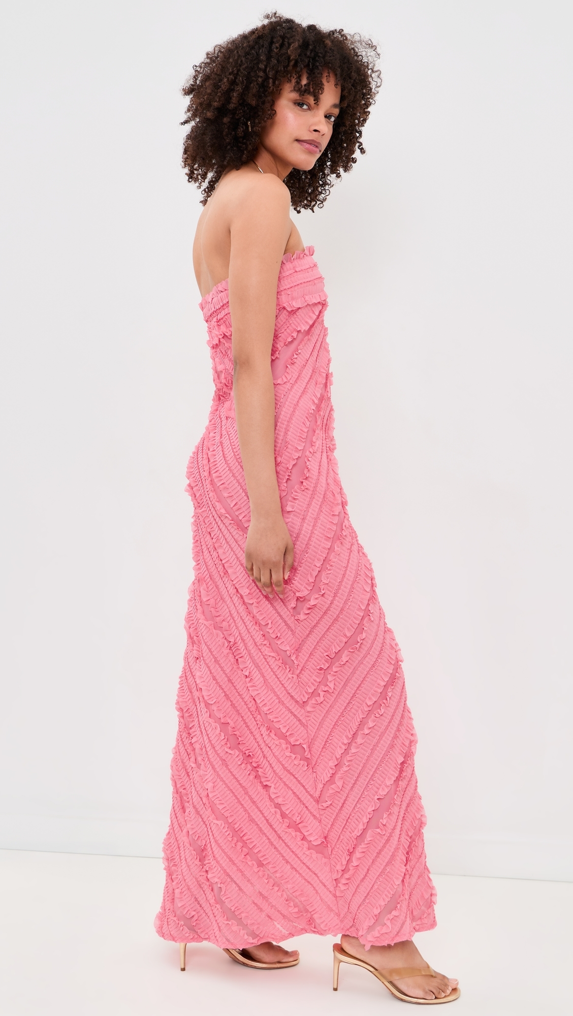 Strapless Ruffled Maxi Dress Guava