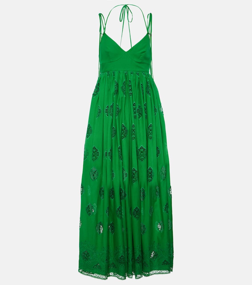 Embroidered cotton-blend midi dress