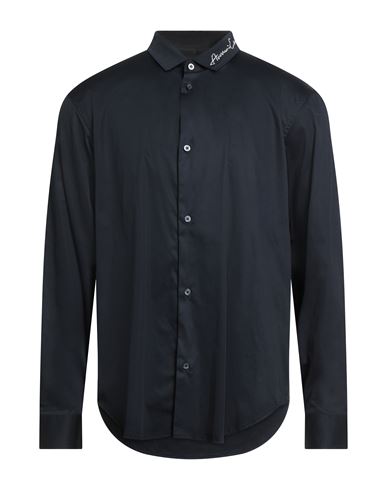 Man Shirt Midnight blue Size M Cotton, Elastane