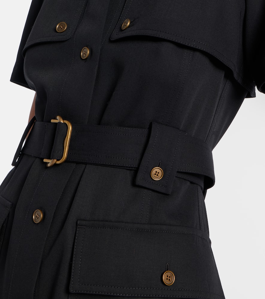 Belted wool shirt dress