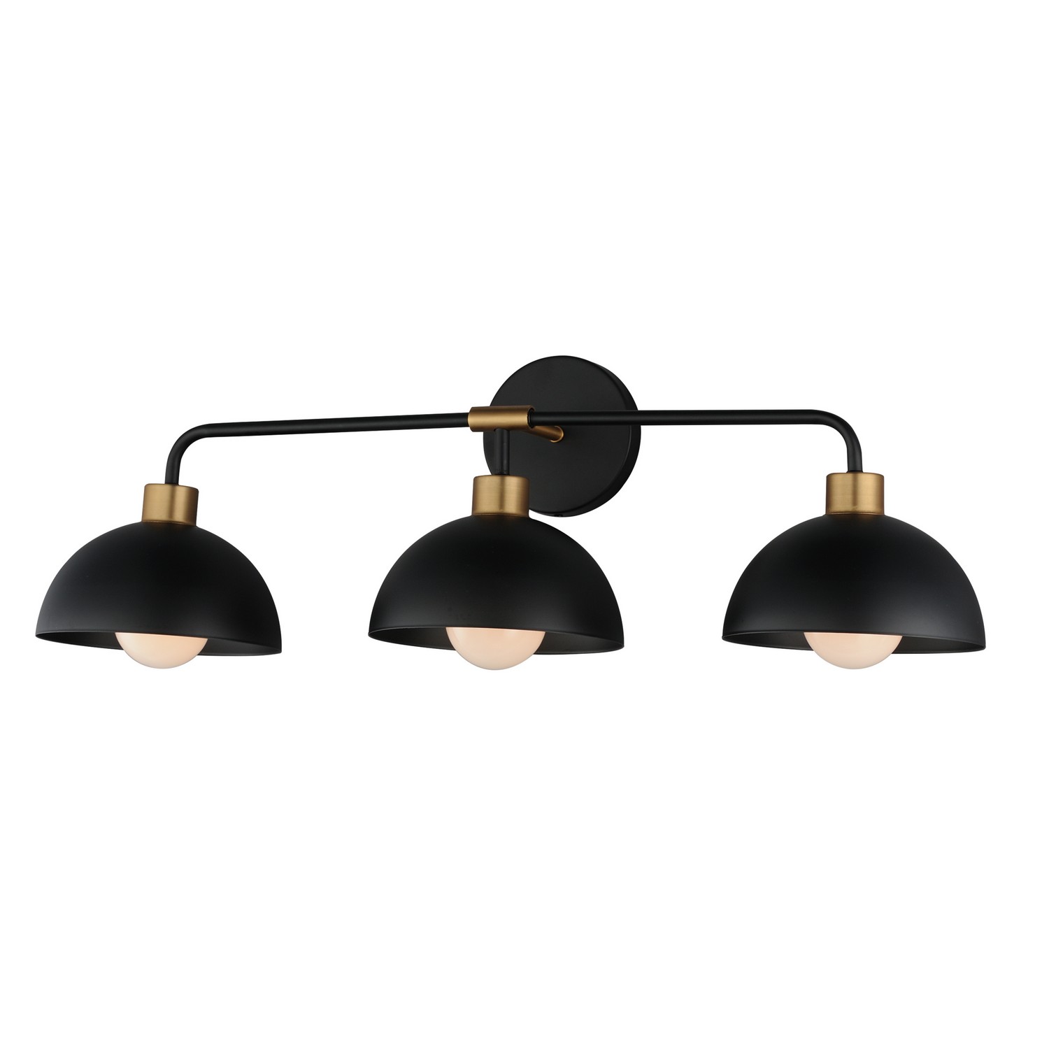 Thelonious 3-Light Bathroom Vanity Light in Black with Natural Aged Bra