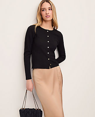 Ann Taylor Lettuce Trim Button Top
