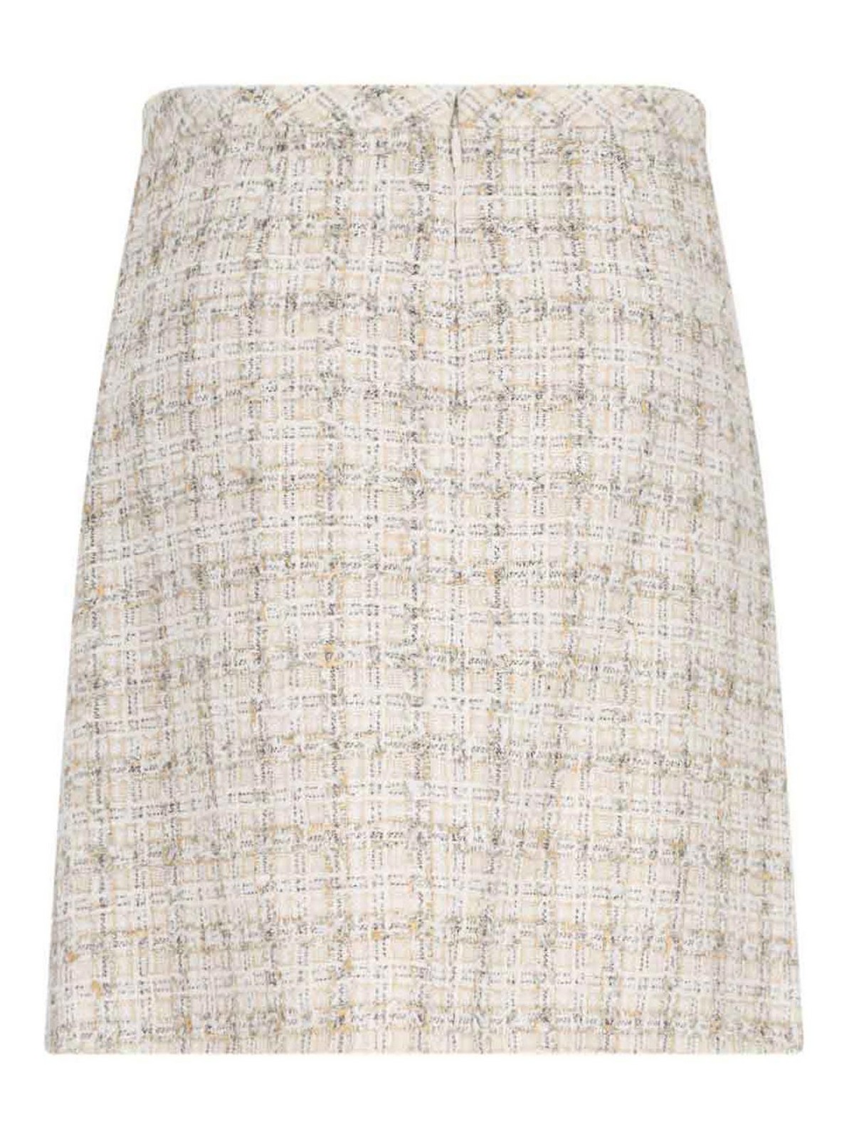 Beige Skirt With Medusa Head Hook In Tweed Woman